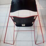 Stackable chair brand Howe, model 40/4, red lacquer base