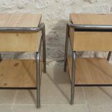 2 nightstands in wood and metal industrial style