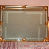 Large beaded mirror in gilded wood from the 60s