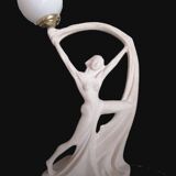 Art Deco lamp with stoneware resin sculpture, 1960s