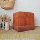 Pouf coffre ancien en velours rose à rayures