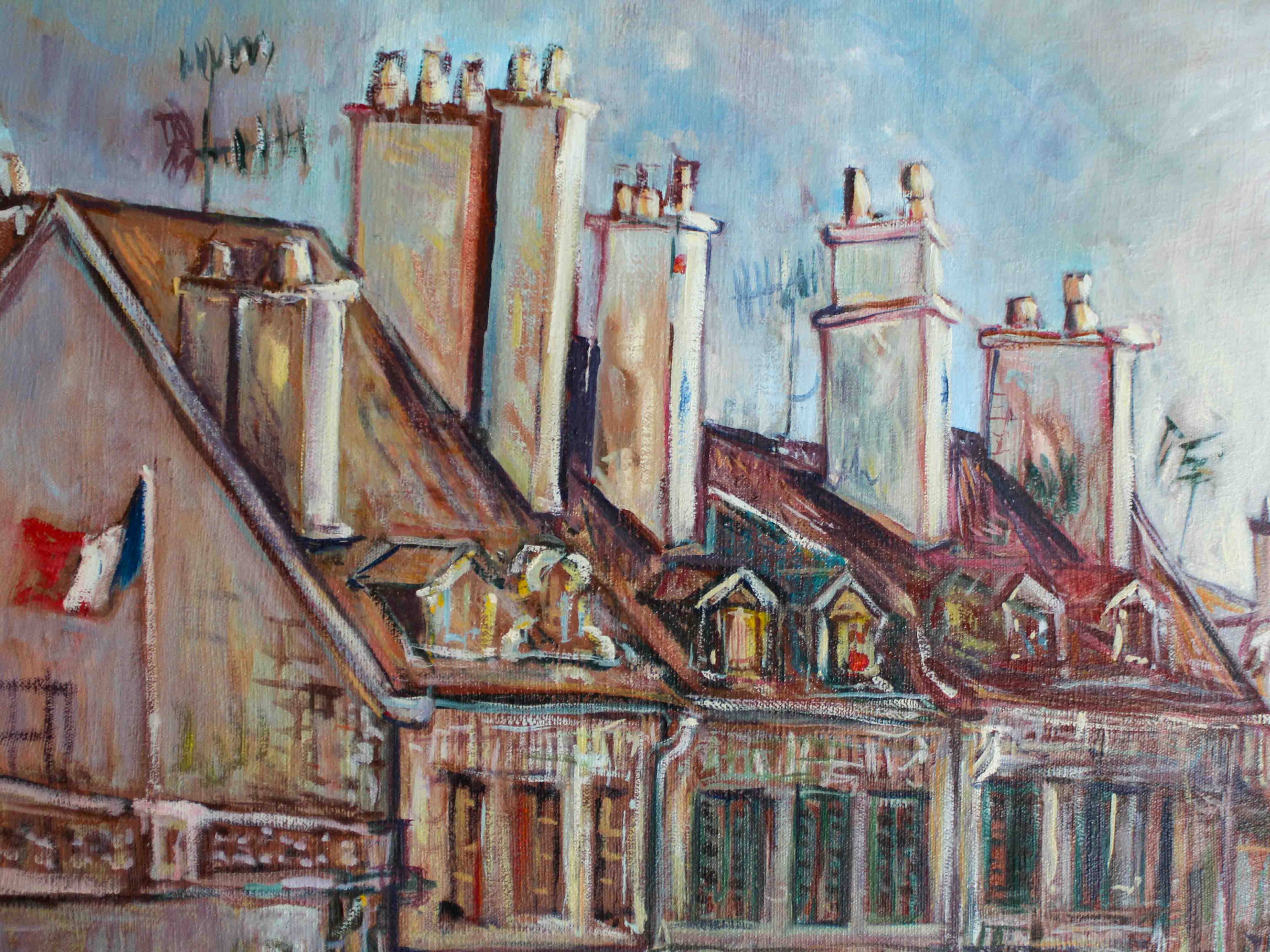 Oil on canvas - Village in France - Philippe Leroy