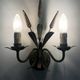Pair of vintage metal wall sconces in the shape of wheat ears.