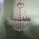 Lustre montgolfiere 3 feux bronze pampille cristal