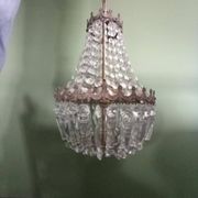 3-light hot air balloon chandelier in bronze with crystal tassels