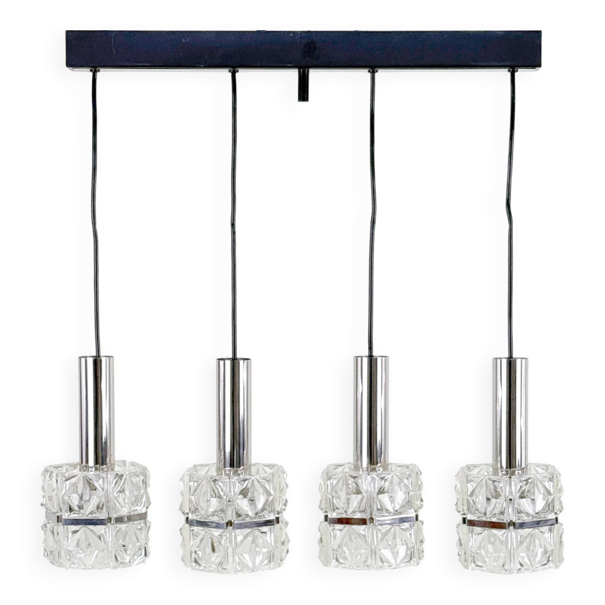 Ancien Luminaire Suspension 4 Lumières Vintage Style Kinkeldey 60's 70's - Bon état sur Selency