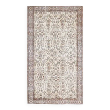 Vintage Turkish Hand-Knotted Wool Cotton Beige Area Rug 158x284