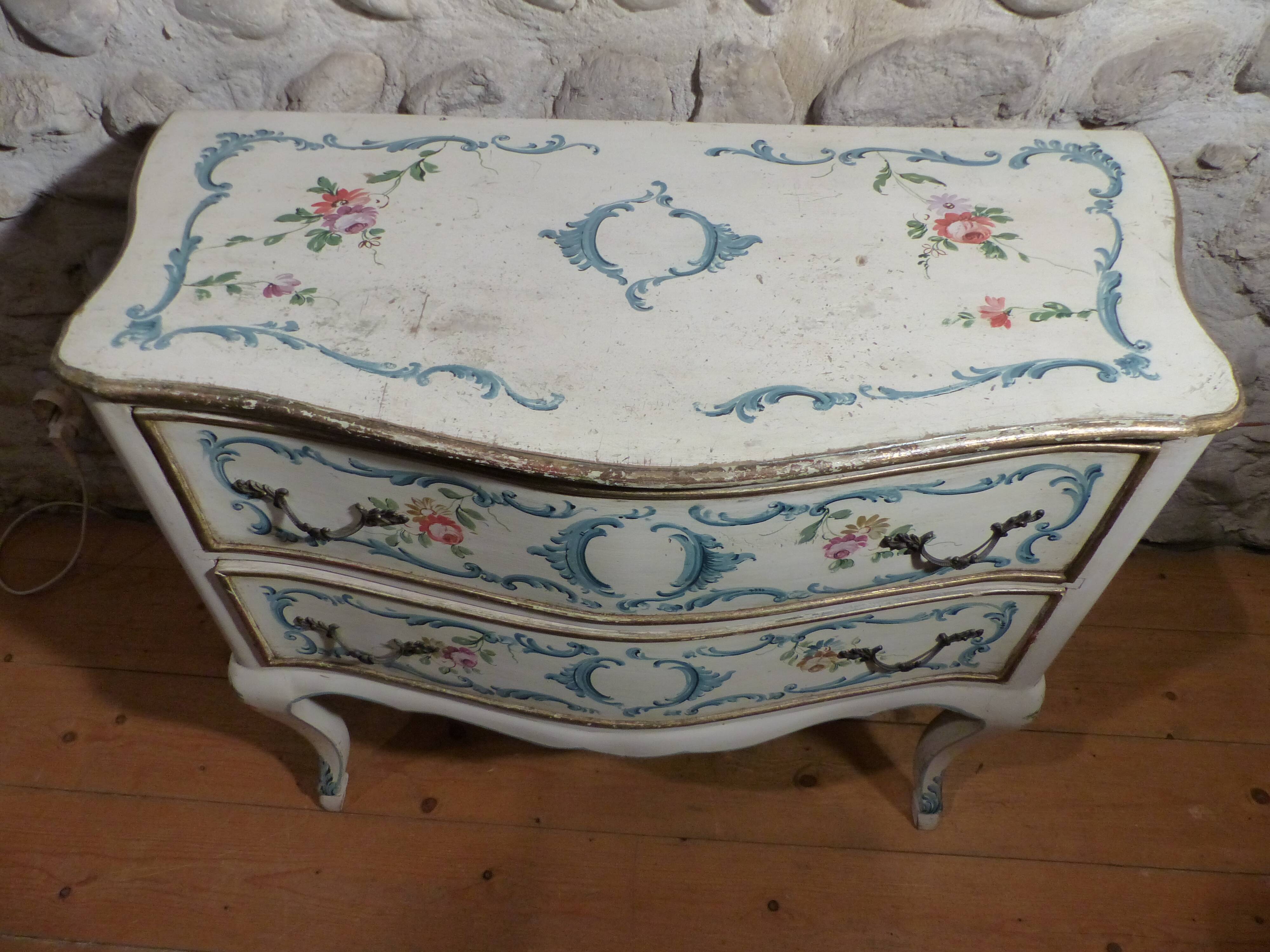 Italian dresser two drawers décor on beige background