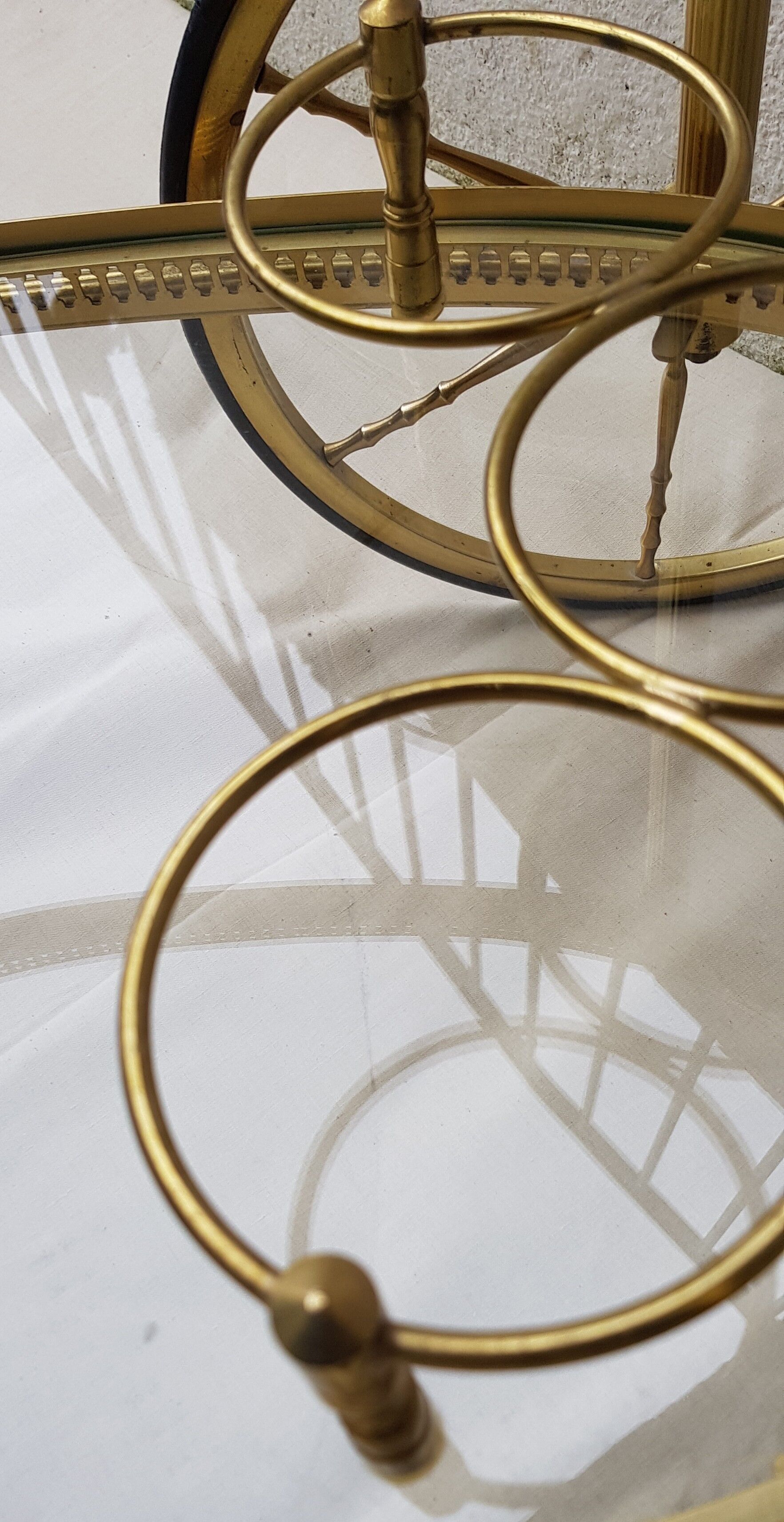 Oval brass serving table