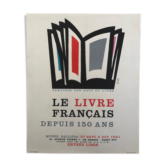 Original poster of the exhibition, Le livre français depuis 1950, Musée Galliéra, 1961