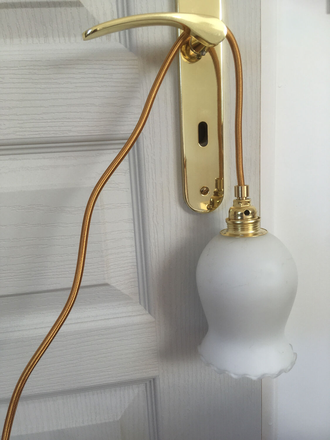 Pair of vintage opaline walking lamps