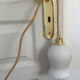 Pair of vintage opaline walking lamps