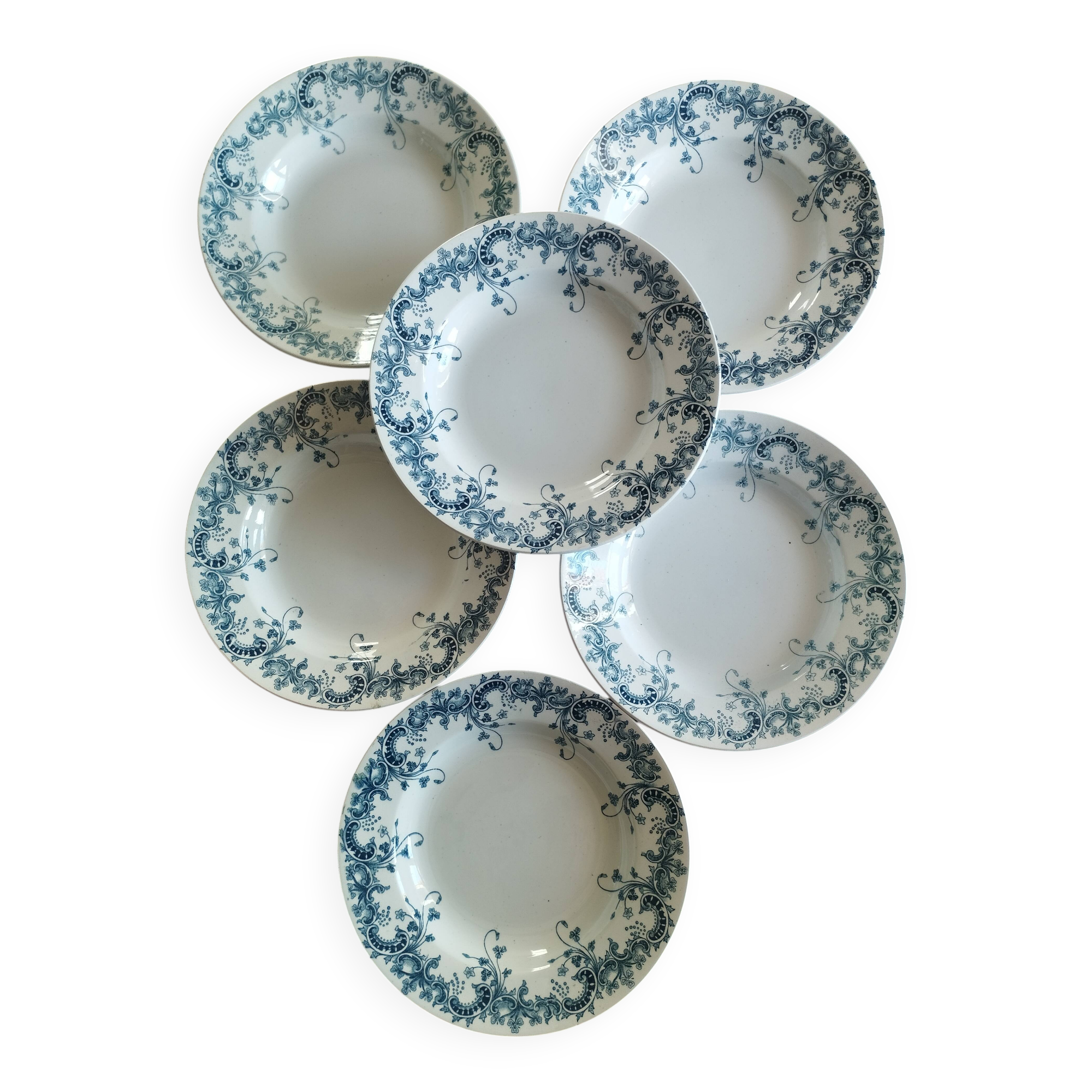 « Byzantin » - 6 assiettes creuses terre de fer St-Amand & Hamage