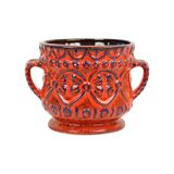 Bay Bodo Mans Red Blue Flowerpot West Germany Pottery Vase 166-21