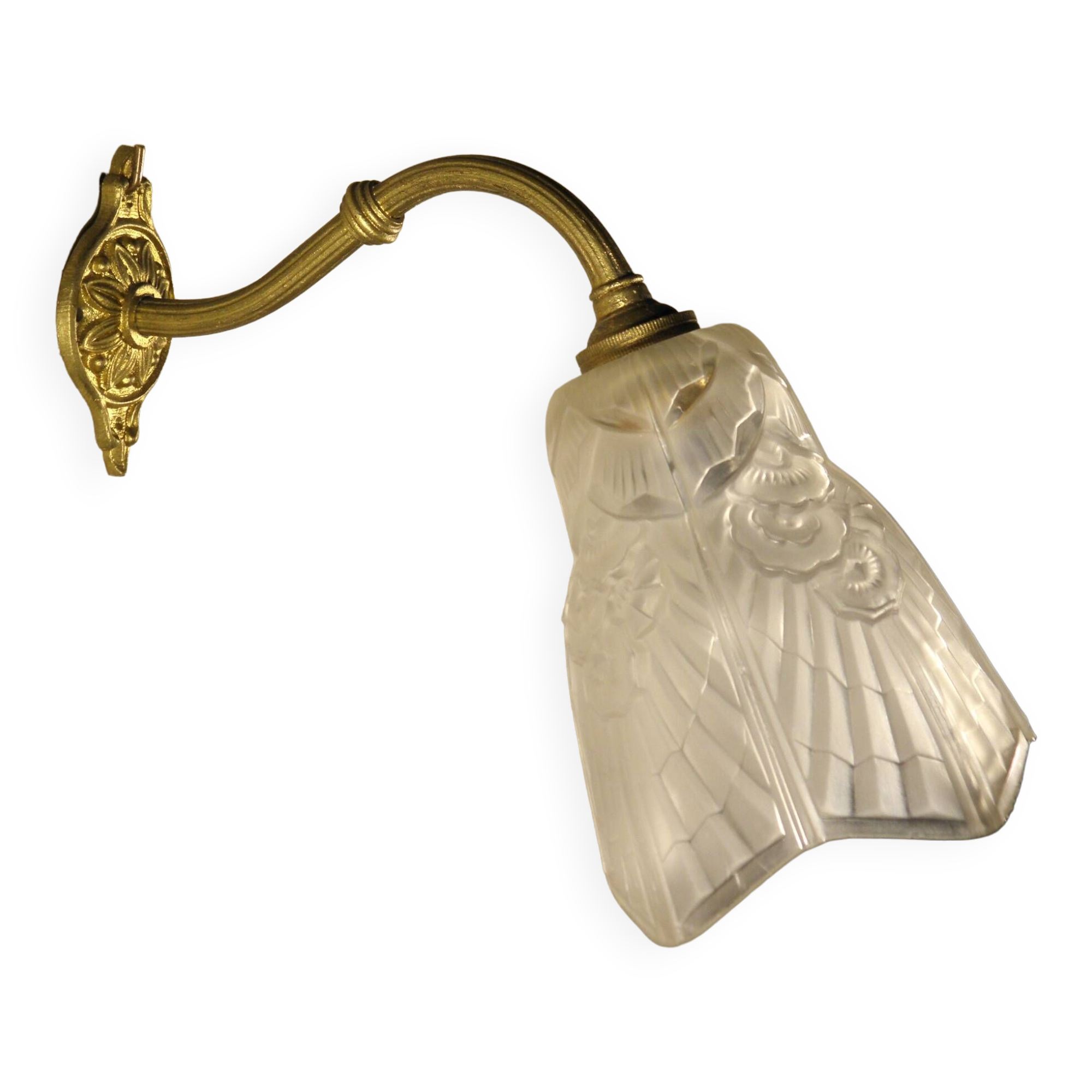 Brass and glass wall lamp from the 1920s