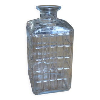 Vintage glass water carafe with rectangular vase.