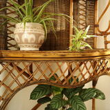 Shelf, console, bamboo, vintage wicker