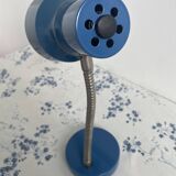 Vintage blue desk lamp, 1970s, flexible chrome metal
