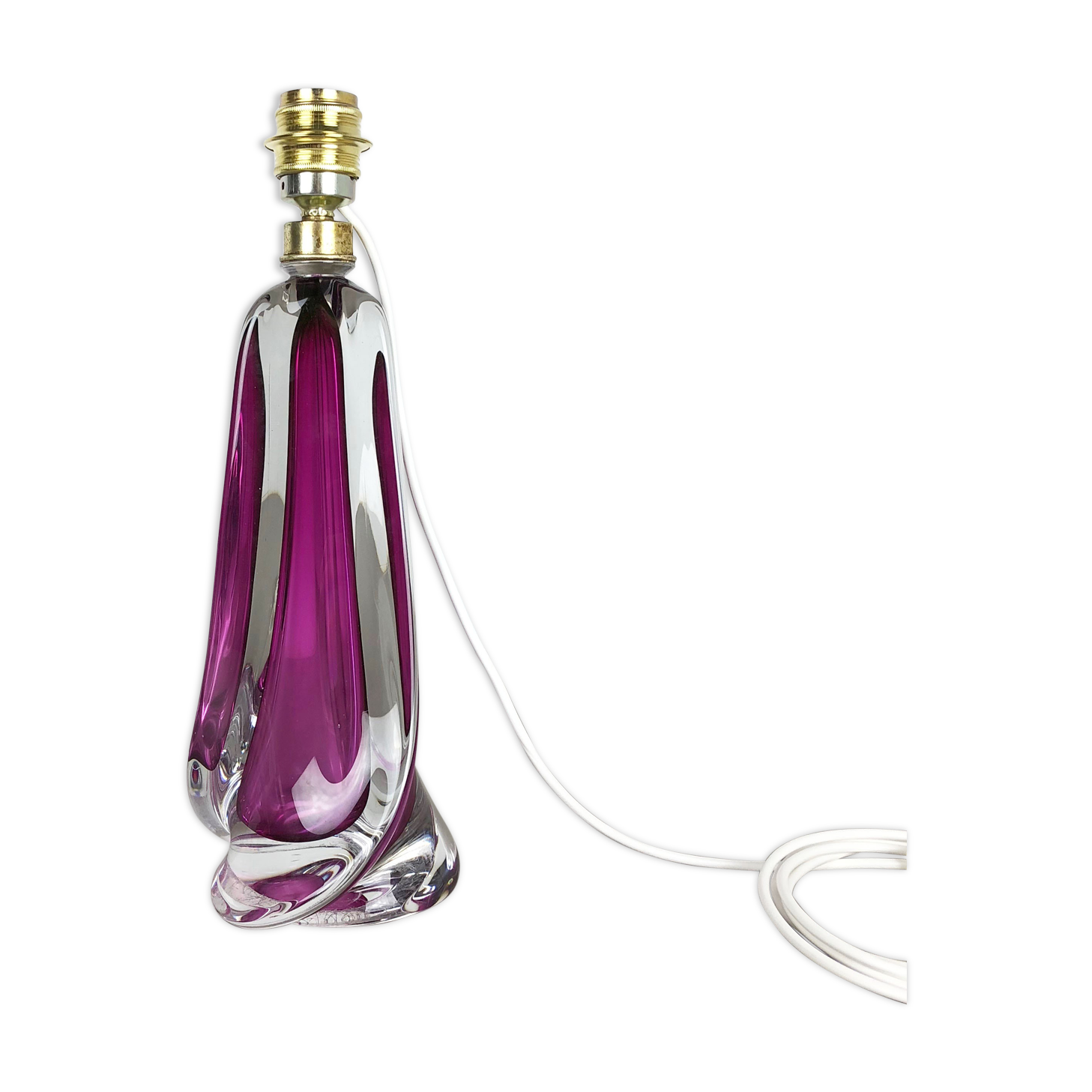 Large Crystal Glass "Pink" Table Light by Val Saint Lambert, Belgium, 1960s