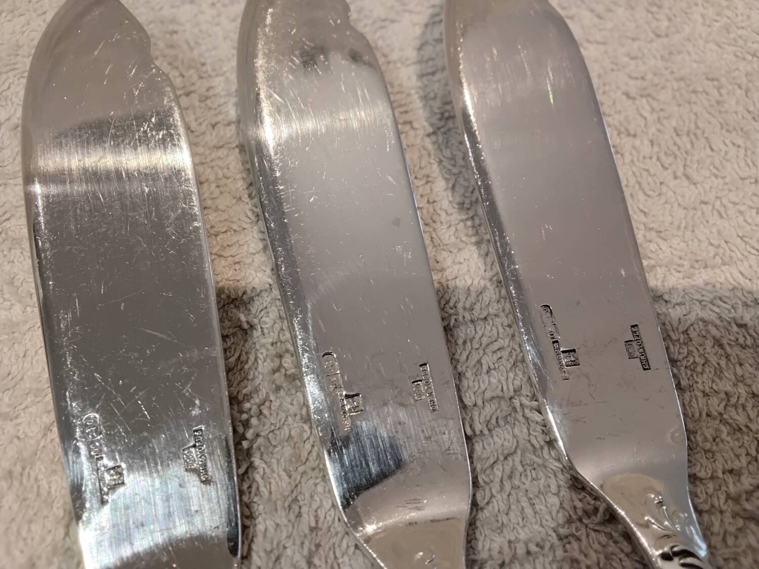 3 silver-plated fish knives by Christofle Marly, 19.8cm
