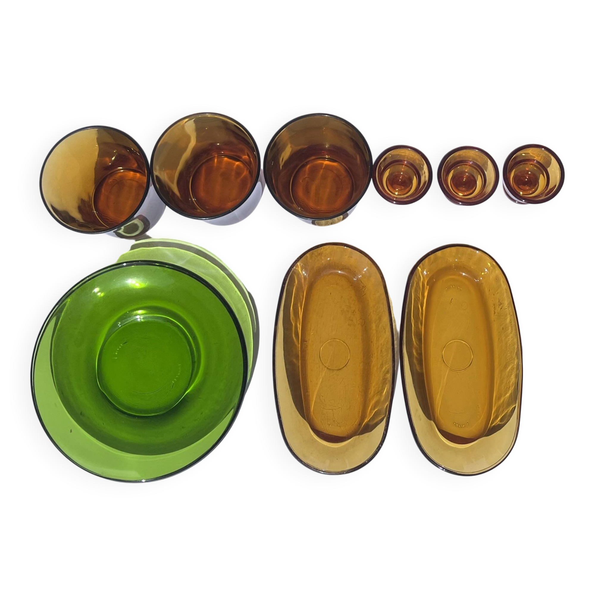 Set of Vereco tableware (smoked glass from the 70s)