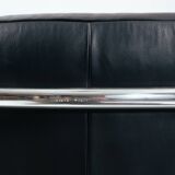 Zanotta onda black leather lounge chair, Italy 1980s