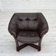 1970s, Scandinavian lounge chair, furniture leather, oak wood.