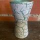 Antique Diabolo Vase VALLAURIS Cracked White & Green Ceramic Vintage