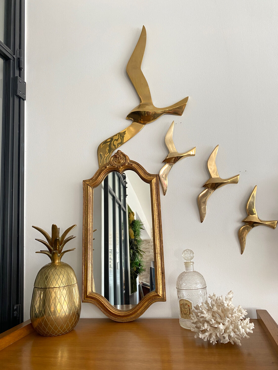 Old rectangular gilded mirror 43 x 21 cm