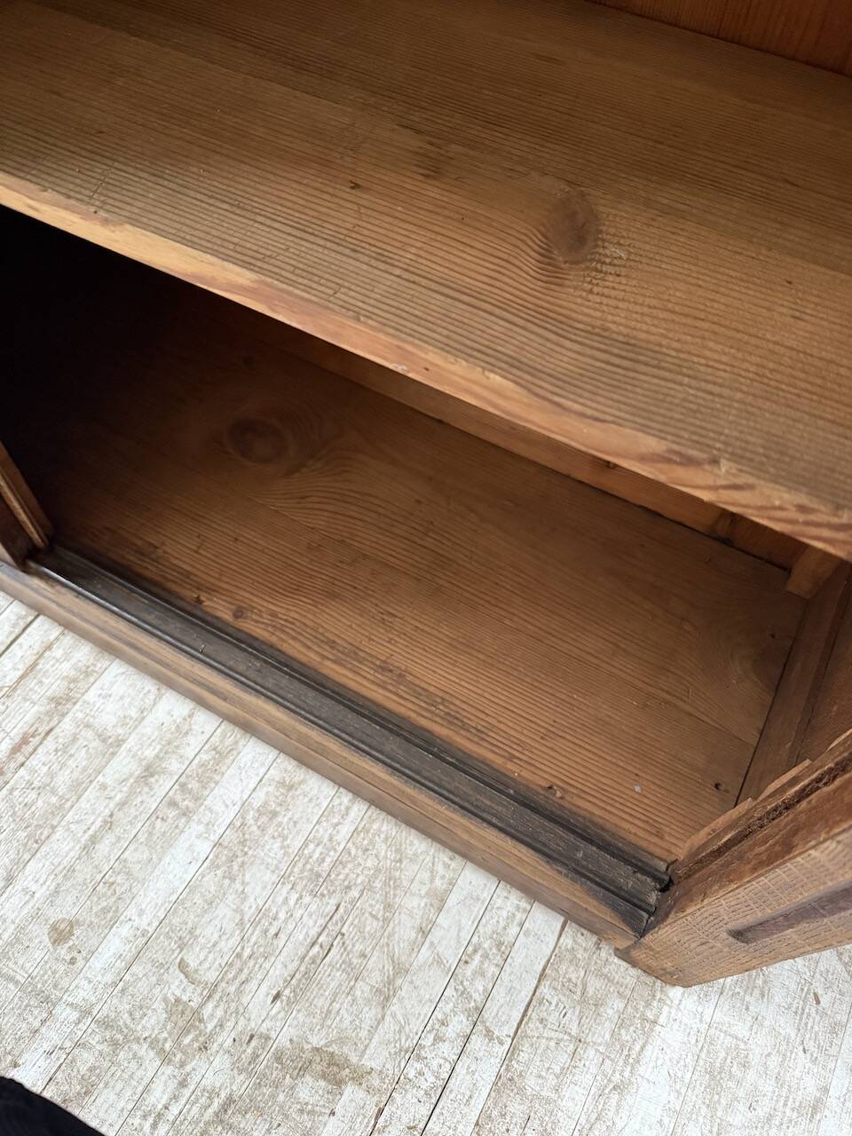 XL oak workshop sideboard with sliding doors from 1900