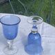 Two large wine glasses in blown and bubbled glass, duo line, vintage