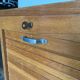 Oak curtained filing cabinet storage furniture 1950
