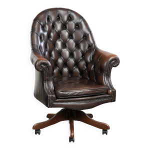 Chaise de bureau Chesterfield - cuir marron