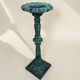 Vintage candlestick holder in patinated green-grey cast iron, 32.5 cm