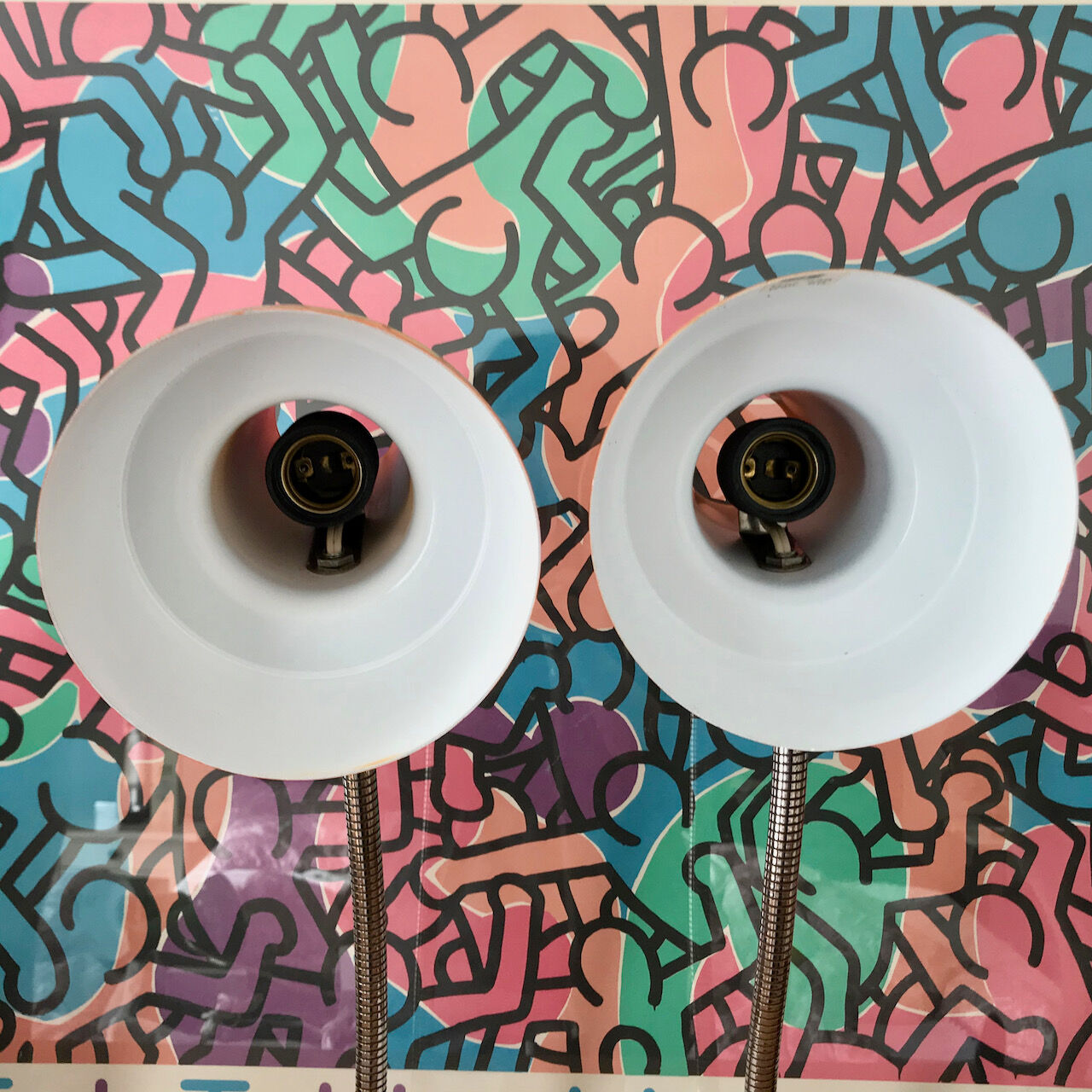 Pair of orange vintage sis table lamps, Model 838