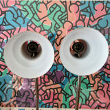 Pair of orange vintage sis table lamps, Model 838