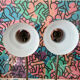 Pair of orange vintage sis table lamps, Model 838