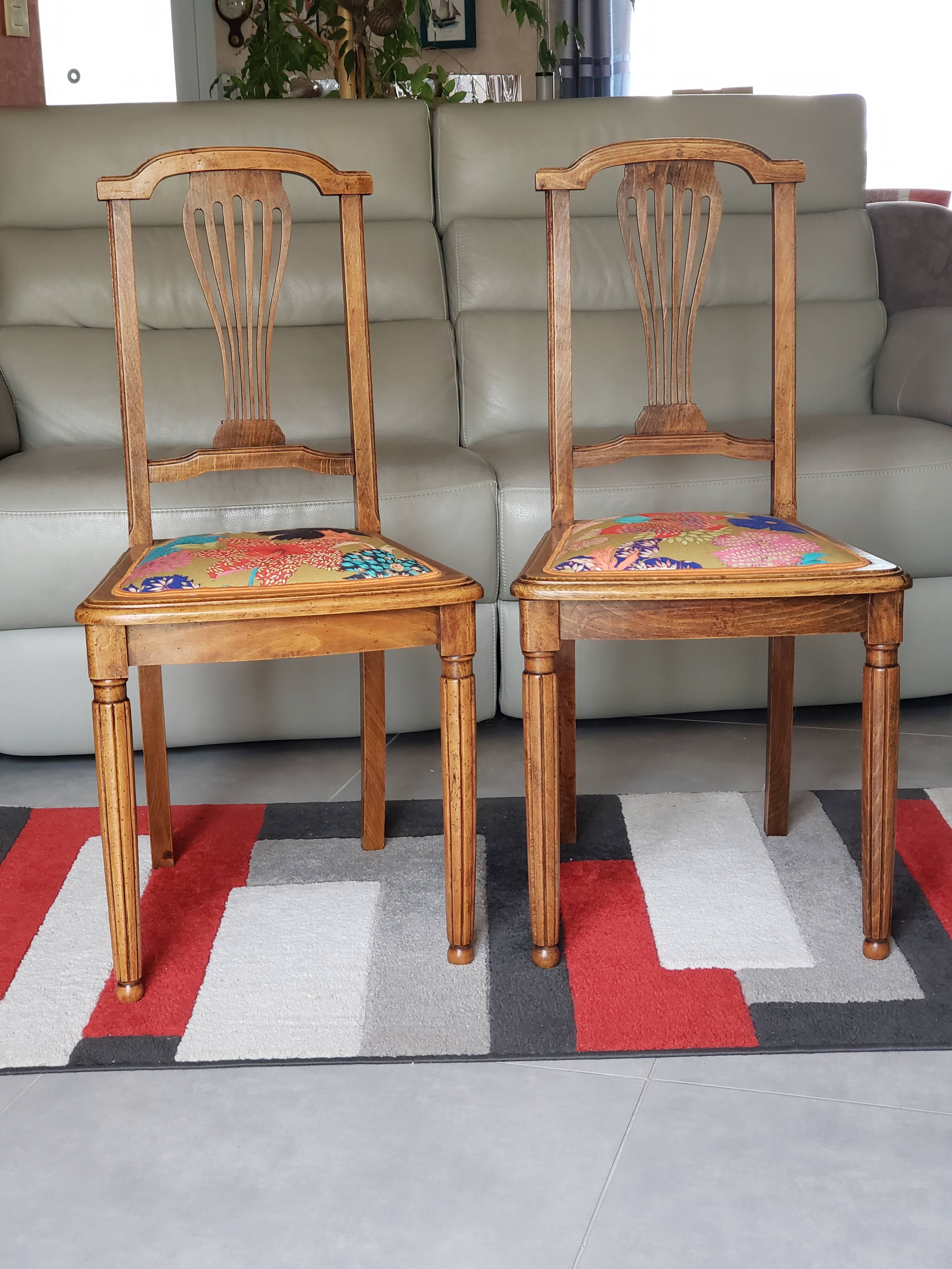 Pair of vintage Louis XVI style chairs from the 19th century