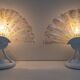 Paire de lampes de table postmodernes en verre de Murano irisé italien, années 1980