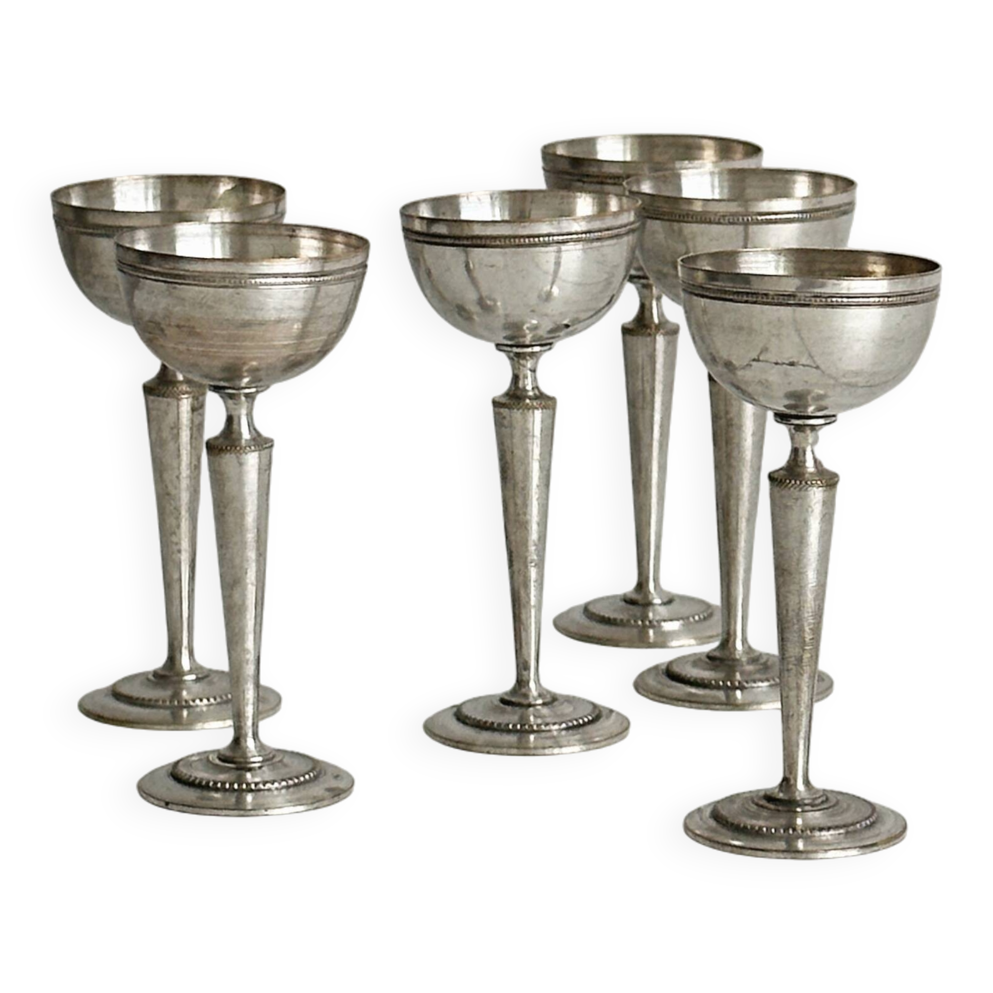 6 metal bowls in the style of Guy Degrenne