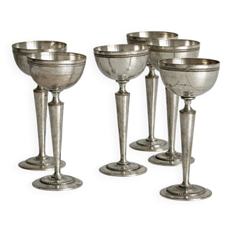 6 metal bowls in the style of Guy Degrenne