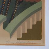 Lithographie encadrée des années 1950 par Lars Norrman, Suède