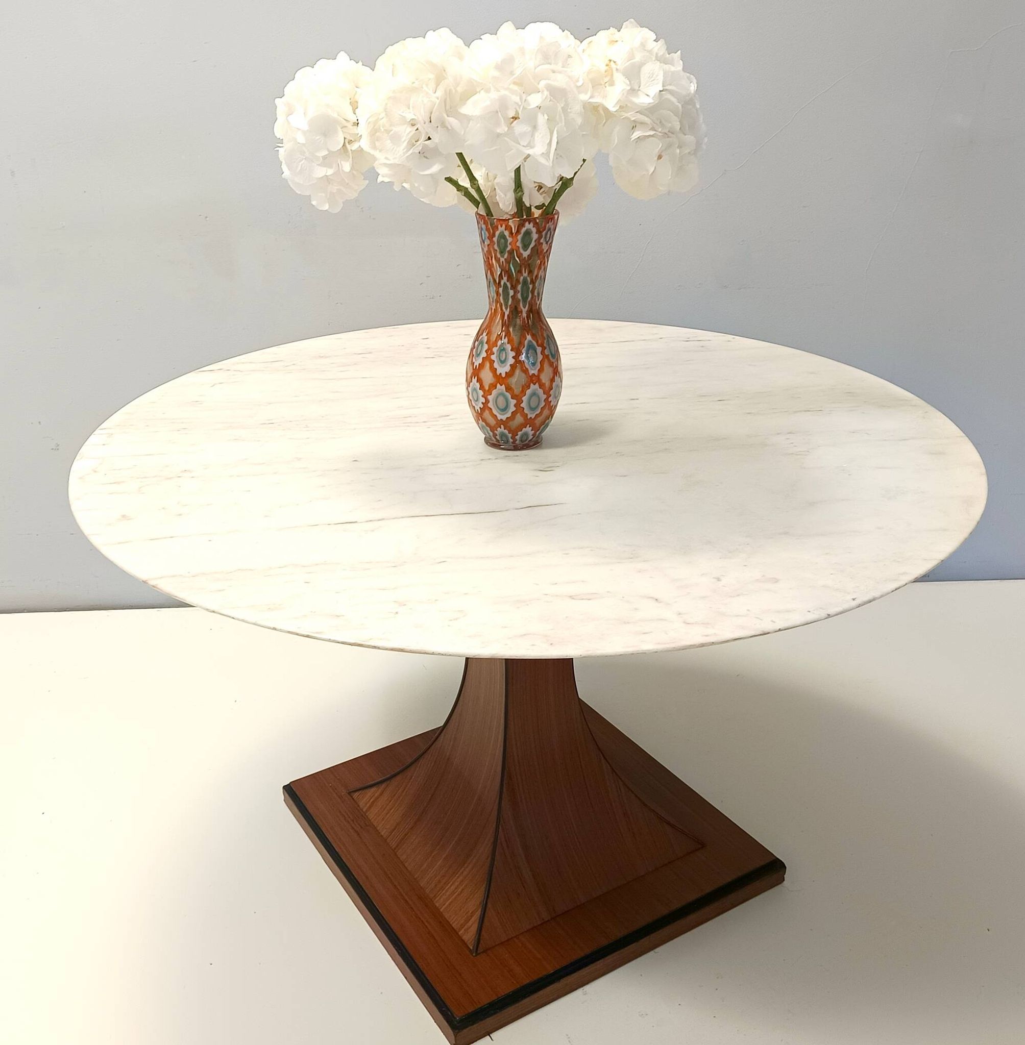 Dining Table with a Portuguese Pink Marble Top in the style of Carlo De Car