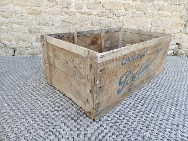 caisse de rangement en bois, chocolat Poulain