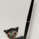 Porte stylo zoomorphe chat bronze patine noir design vintage