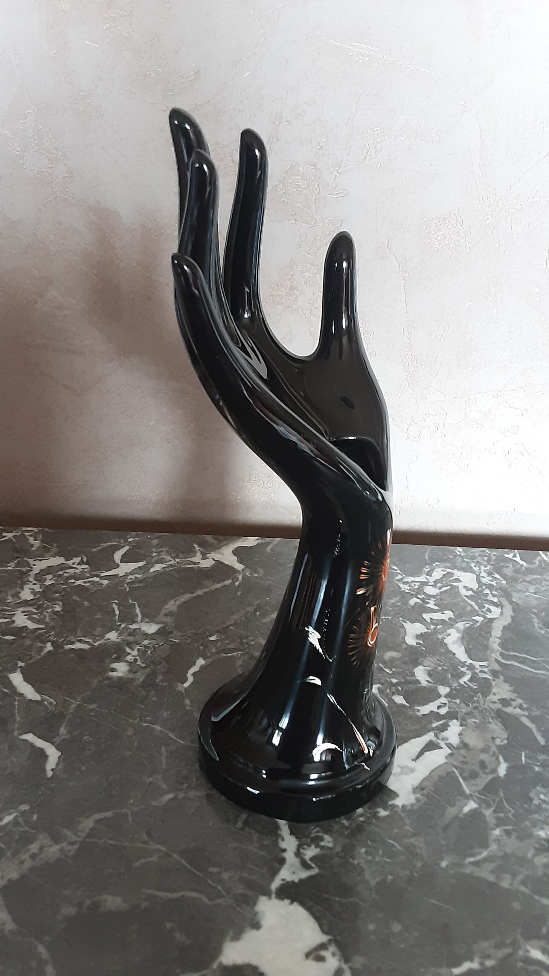 Ceramic baguier vase - enamel-vintage