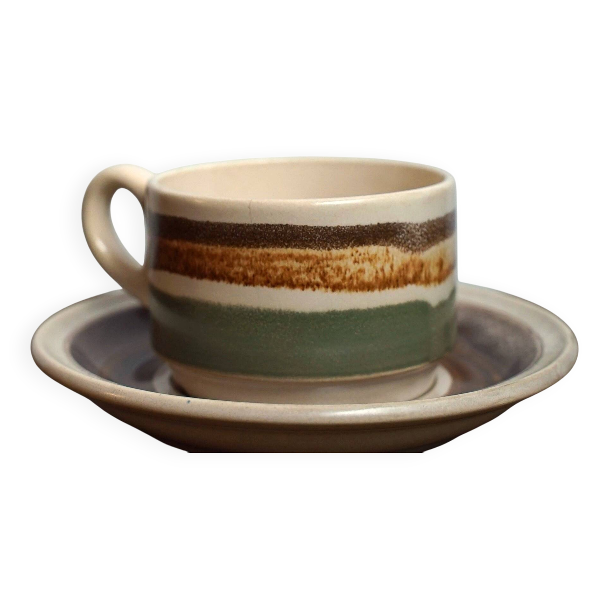 Set tasses à café Gien en grès avec soucoupes