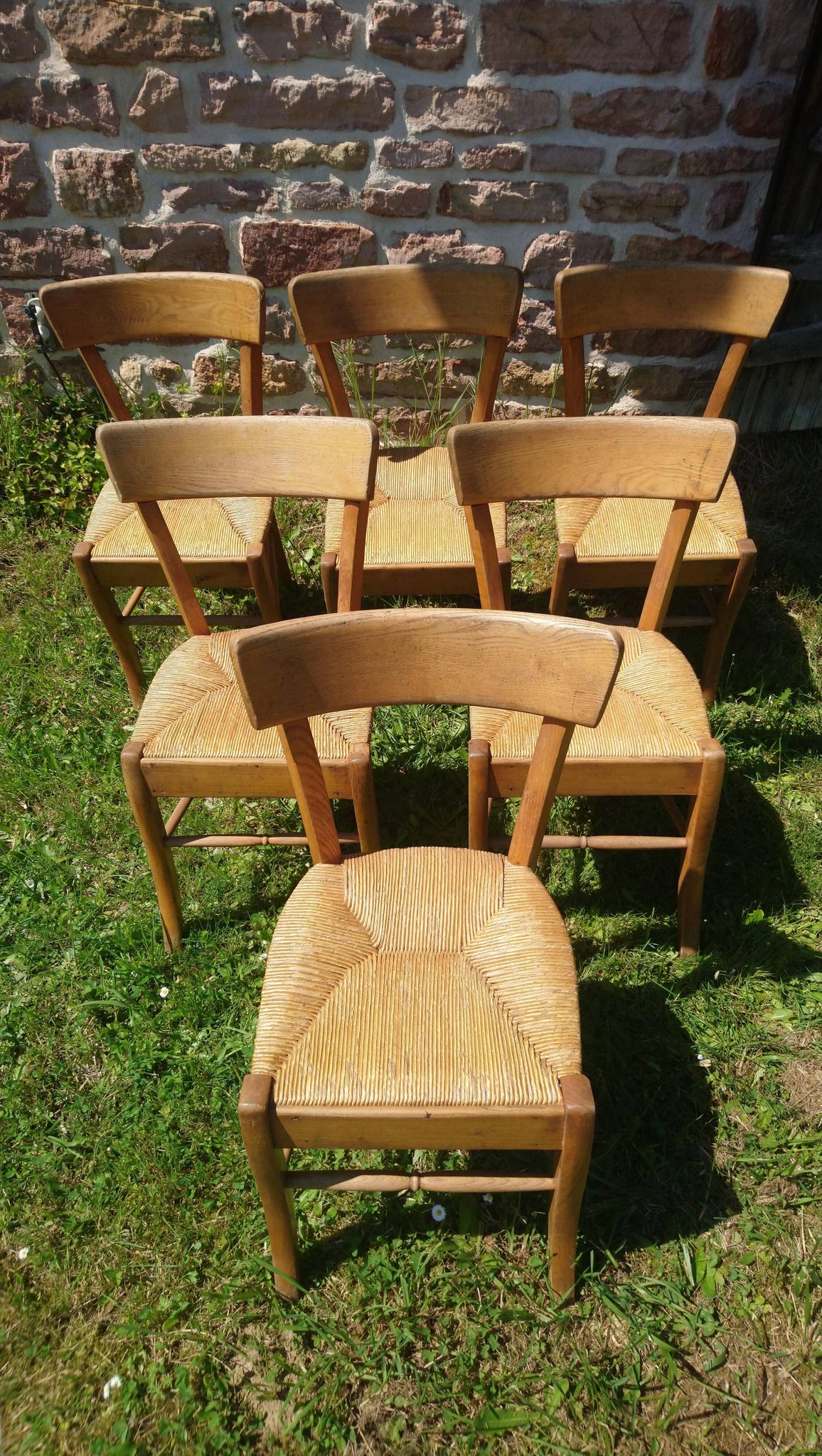 6 bistro chairs in straw and beech