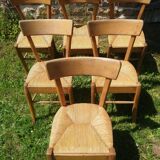 6 beech straw bistro chairs