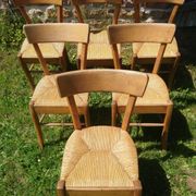 6 bistro chairs in straw and beech